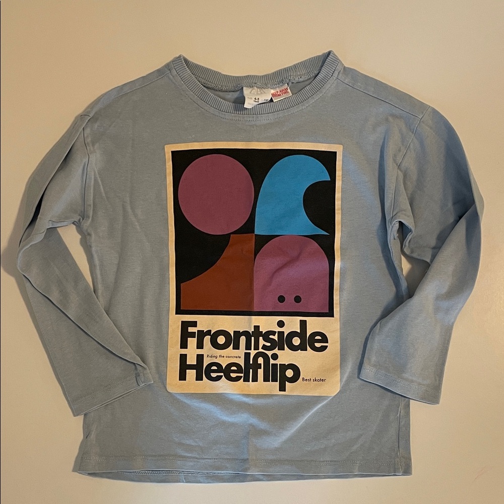 Kids Long Sleeve Shirt - Blue - Skateboard - Size 4-5T